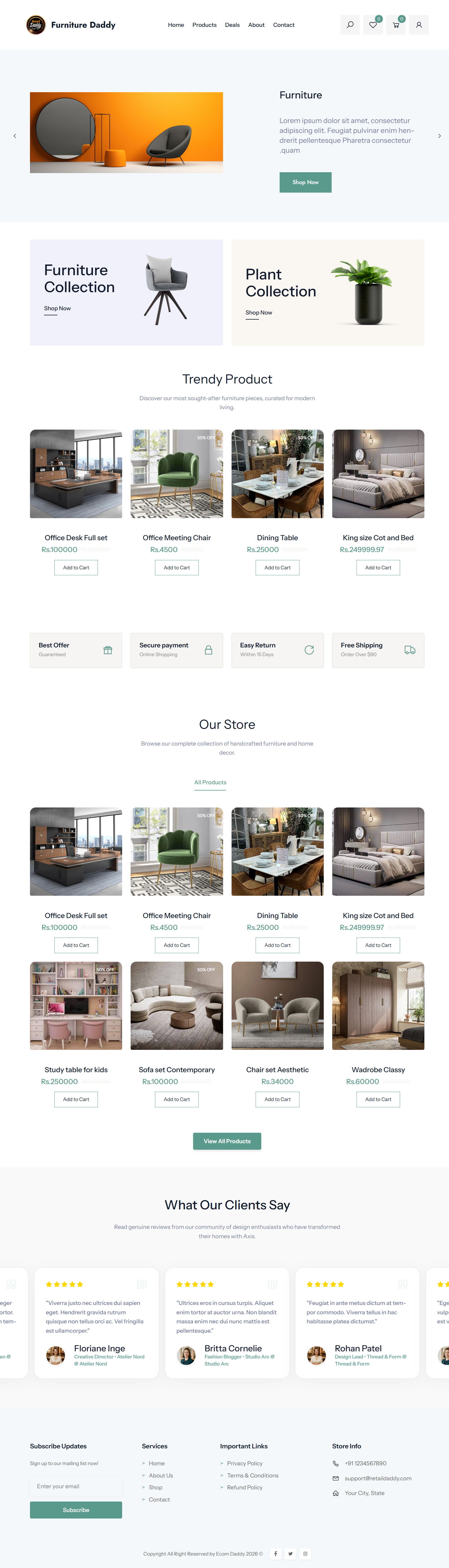 Furniture Theme Prototype - Ecommerce Daddy Mobile