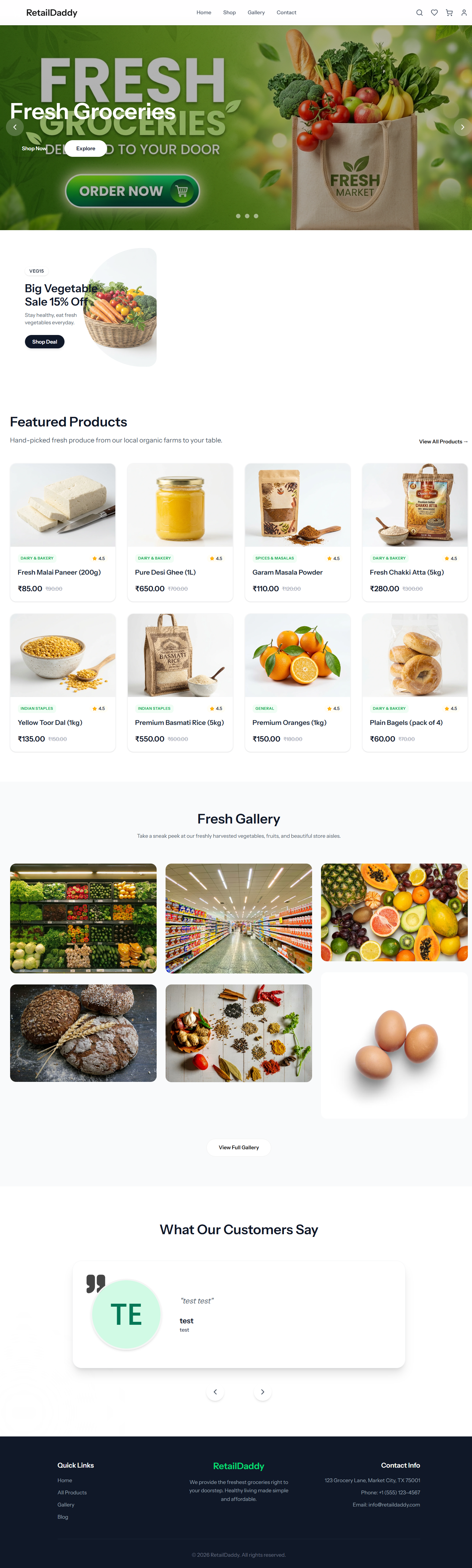 Grocery Theme Prototype - Ecommerce Daddy Mobile